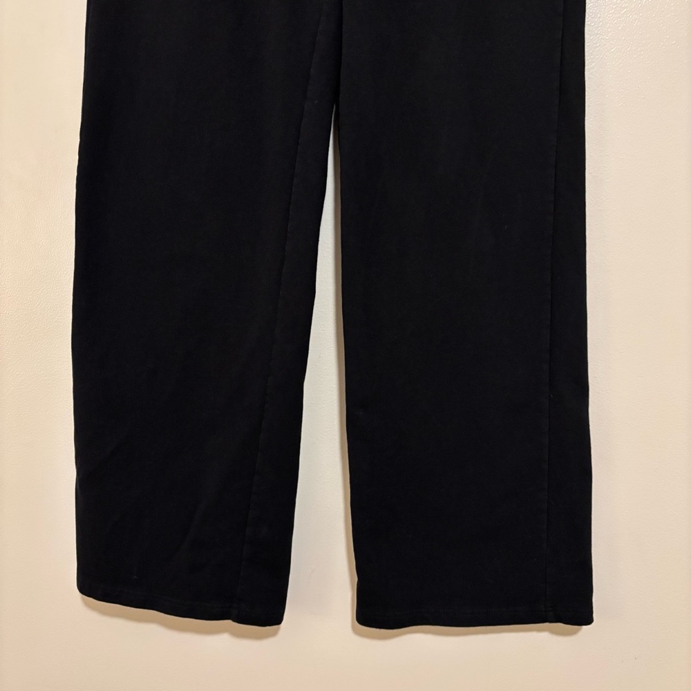 Burberry Black w/ Plaid Stripe Drawstring Wide Leg Cotton Sweatpants Size Med - Picture 4 of 8